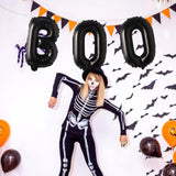 16" Black 'BOO' Mylar Balloons – Spooky Halloween Party Letter Banner