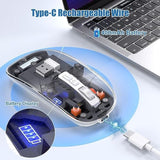 ?Upgrade? Led Wireless Mouse, Slim Silent Mouse 2.4G Portable Mobile Optical Office Mouse With Usb & Type-C Receiver, 3 Adjustable Dpi Levels For Notebook, Pc, Laptop, Computer, Macbook (Clear)