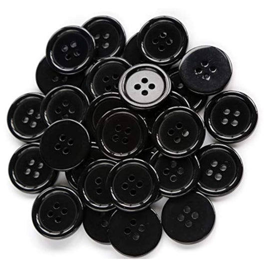 23/32 Inch (17.50Mm) Black Color Resin Buttons Sewing Flatback Buttons