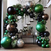 Black Green Silver Brown Balloon Arch Garland Kit for Birthday Halloween Party Decor