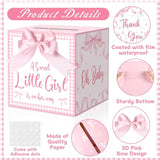 52Pcs Pink Bow Diaper Raffle Tickets With Box 3D Pink Bow Baby Shower Game Kit A Sweet Little Girl Is On Her Way Holder Box Table Centerpieces For Girls Baby Shower Party Invitation Supplies Favors
