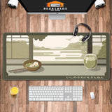 Japanese Matcha Desk Mat, Anime Kawaii Mouse Pad, Green Large Long Mousepad Xxl Xl, Japan Design Keyboard Laptop Computer Mat, Desktop Table Mat, 35.4”X15.7”X0.12