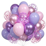 60PCS Pink & Purple Balloons – Confetti and Metallic 12" Latex for Birthday, Baby Shower, Wedding