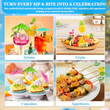 Drink Umbrellas, 180Pcs Cocktail Drink Accessories Includes Umbrella Straws, Umbrella Toothpicks, Decoration Picks For Aloha Tropical Hawaiian Luau Party Decorations