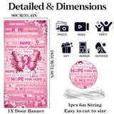 Breast Cancer Awareness Door Banner Butterfly Pink Ribbon Hope Love Decor
