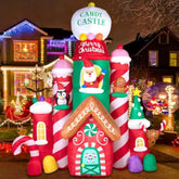 10Ft Christmas Castle Inflatable - Christmas Inflatables Castle Candy Santa Reindeer Gingerbread Penguin With Colorful L