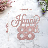 Happy 88Th Birthday Rose Gold & Glitter Cake Topper - Cheers To 88 Years Old Birthday Party Cake Centerpieces Decorations Sign.