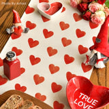 Love Heart Valentine'S Day Table Runner, Seasonal Anniversary Kitchen Dining Table Decoration For Indoor Home Party 13X72 Inch