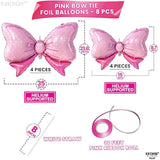 , Giant Pink Bow Balloons - 35 Inch, Pack Of 8 | Baby Shower Decorations For Girl | Bow Foil Balloons, Girls Gender Reveal Decorations | Pink Bow Birthday Decoration | Bridal Shower Decoration
