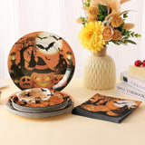 Halloween Plates and Napkins Orange Pumpkin Paper Disposable Tableware Serves 20