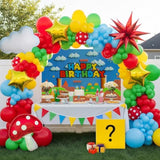 Super Bros Party Decorations With Balloon Arch Kit Polka Dot Printed Balloon Cloud Mushroom Star Balloons Banner Birthday Backdrop For Cartoon Video Game Theme Birthday Party Supplies