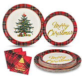200 Pcs Merry Christmas Dinnerware Set - Christmas Tree Paper Plates, Napkins & Party Supplies For 50 Guests