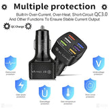 Car Charger Adapter, 6 Usb Multi Port, Fast Charger, Include Qc 3.0 And 5 Other Ports, Car Interior Accessories, Fit For Iphone 13/12/11/Pro, Samsung Galaxy/Note S10/S9/S8, Android - Black