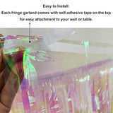 10 Feet By 15 Inch Iridescent White Foil Fringe Garland - Pack Of 3 | Metallic Tinsel Banner | Ideal For Parade Floats, Bridal Shower, Wedding, Birthday, Christmas | Wall Hanging Drapes (3)