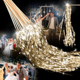 100 Pcs Lighted Wedding Wands Led Tinsel Wands Light Up Streamers Sparklers For Wedding Send Off And Exits Birthday Party Props Favors(Champagne)