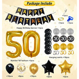 50Th Birthday Decorations For Men Women, Over The Hill Party Supplies 50Th Balloons Happy Birthday Banner Hanging Swirls For 50Th Anniversary Decorations Black And Gold Party Decor
