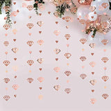 52 Ft Rose Gold Heart Garland Streamer Hanging Paper Diamond Heart Bac