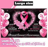 Breast Cancer Awareness Banner Backdrop Decorations Pink Ribbon Shapes Party Banner Breast Cancer Survivor Gifts Hope Faith Strength Courage Hanging Banner Breast Cancer Wall Pennants (style 4)