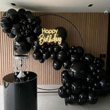 143pcs Black Balloon Garland Kit – Matte Balloons in 4 Sizes for Party & Event Decorations
