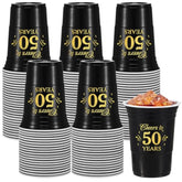 50 Pack 50Th Birthday Decorations Birthday Cups 16 Oz Disposable Plastic Gold And Black Cheers To 50 Years Cups For Men Women Hot Cold Drinks For Wedding Anniversary Supplies