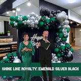 Dark Green And Black Silver Balloon Garland Arch Kit 160+Pcs For Wedding Birthday Baby Shower Graduation Party Decorations