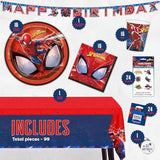 Spiderman Birthday Party Supplies and Decorations, Spiderman Party Supplies, Serves 16 Guests, Includes Tableware and Decor with Table Cover, Banner, Plates, Napkins & More, Officially Licensed