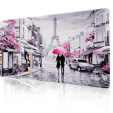 Paris Eiffel Tower Desk Pad Mat, Romantic Vintage Gray Pink Large Desk Mat For Girls Women, Laptop Desk Mouse Pad For Office Work/Home/Decor, Pink, 31.5" X 15.7
