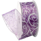 Swirl Wired Sheer Glitter Ribbon, 2-1/2-Inch By 50-Yard Spool, Purple/