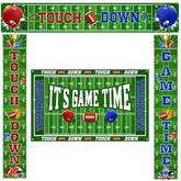 Football Backdrop Banner Decoration 4 Pcs Football Party Supplies It'S Game Time Touch Down Wall Door Sign Decor For Sport Game Birthday Party Favors