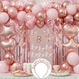 Birthday Decorations For Women Girls Tinsel Curtains 3D Butterfly Stickers Foil Balloons Happy Birthday Banners Rose Gold Crown