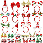 24 Pieces Christmas Glasses Frame And Headbands Set With 24 Cute Designs Exquisite Decoration Accessories For Christmas Parties Holiday Favors And Photo Booth