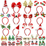24 Pieces Christmas Glasses Frame And Headbands Set With 24 Cute Designs Exquisite Decoration Accessories For Christmas Parties Holiday Favors And Photo Booth