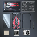 For Samsung Galaxy S24 Ultra Case 2024 Metal Hard Phone Case Cover Case Para Screw(With Soft Screen Protector) Heavy Duty Rugged Military Grade Black Red