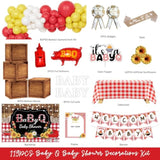 Baby Q Baby Shower Decorations, 119 Pcs - Bbq Baby Shower Party Supplies With Babyque Backdrop, Balloon Garland, Cake Topper, Mom To Be Sash
