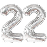 22 Balloon Number Silver - 40 Inch | 22 Number Balloons | Silver 22 Balloons, 22 Birthday Decorations For Men | 22 Birthday Balloons For Women | 22 Happy Anniversary Decorations