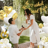 Gold & White Engagement Party Decor Set β Balloons, Banners, Sashes and More (248 Pcs)