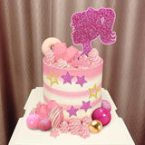 36pcs Hot Pink Cake Toppers — Pink & Gold Balls with Shiny Stars for Parties