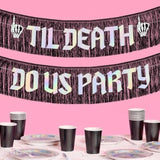 Til Death Do Us Party Fringe Banner Black Iridescent 5Ft Bachelorette Gothic Decor