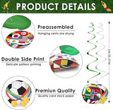 24pcs Soccer Hanging Swirls for Party Decorations, 12Pcs Soccer Flag Hanging Swirls and 12pcs Hanging Swirls for Soccer Birthday Party Home Sports Club Bar Decorations