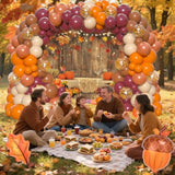 126PCS Fall Balloon Arch Kit with Burgundy Orange Rose Balloons for Thanksgiving