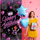Purple Happy Birthday Door Banner Black Party Decorations For Women Gi