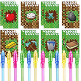 24 Pcs Pixel Theme Party Favors |12 Invisible Ink Pen And 12 Party Mini Pixel Theme Notepads| Pixel Theme Party Goodie Bag Stuffers, Classroom Prizes, Party Supplies