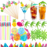 Drink Umbrellas, 180Pcs Cocktail Drink Accessories Includes Umbrella Straws, Umbrella Toothpicks, Decoration Picks For Aloha Tropical Hawaiian Luau Party Decorations