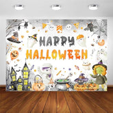 Happy Halloween Backdrop Cartoon Party Banner Spooky Ghost Photography Background 7x5ft