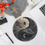 Round Mouse Pad, Yin-Yang Design - Stylish And Multifunctional, Suitable For Office, Study, And Computer Room (Tai Chi Pattern)