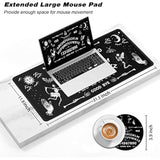 Large Gaming Mouse Pad, Long Extended Xl Ergonomic Mousepad Desk Pad, Large Rubber Mice Pads Stitched Edges, 31.5'' X 11.8'+ Cup Coaster, Ouija Board Pattern