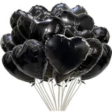 20Pcs 18 Inch Black Foil Mylar Heart Shape Balloons Decorations Valent