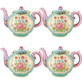 4 Pcs Tea Party Balloons, 35" Huge Teapot Aluminum Foil Balloons For Birthday, Baby Shower, Wedding, Bridal, Engagement, Bachelorette, Princess, Let'S Par Tea Garden Party Decorations Supplies