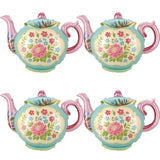 4 Pcs Tea Party Balloons, 35" Huge Teapot Aluminum Foil Balloons For Birthday, Baby Shower, Wedding, Bridal, Engagement, Bachelorette, Princess, Let'S Par Tea Garden Party Decorations Supplies