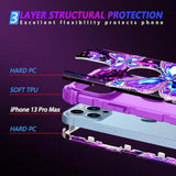 For Iphone 13 Pro Max Case,Glow In The Dark Three Layer Heavy Duty Shockproof Full Body Protection Hard Plastic Bumper+Soft Silicone Case For Apple Iphone 13 Pro Max 6.7 Inch,Dark Butterfly